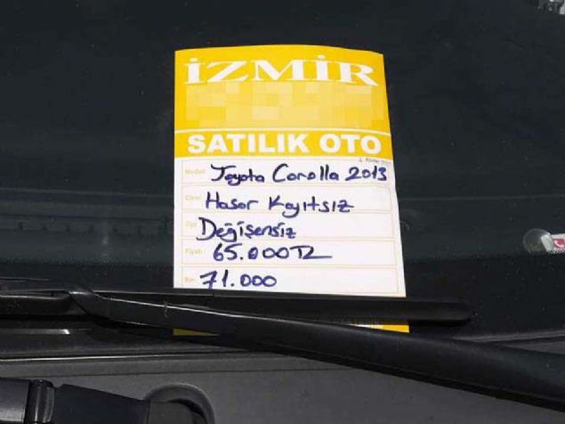 2013 Toyota Corolla 65.000 TL     