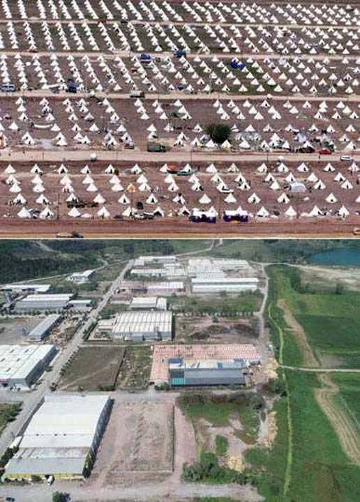 Fotorafta, Sakarya'nn Adapazar ilesindeki adrkent alannn eski ve yeni hali grlyor.    