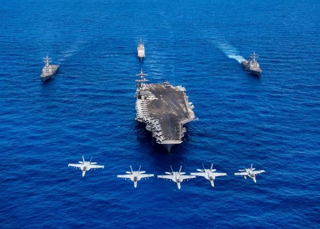 ABD'nin blgeye gnderdii en byk hava gcn tayan USS Abraham Lincoln gemisi nclndeki Carrier Strike Group (CSG-12) bulunuyor.        