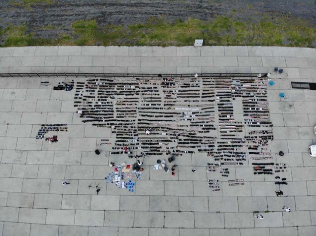 Yan yana serilen rnler drone ile havadan grntlendi.  