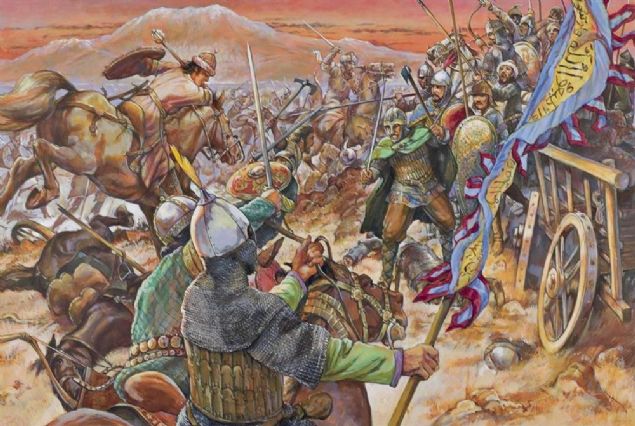  Sultan Alparslan, Bizans'n lkesine doru yola ktn haber alnca Halep'ten dnerek Ahlat'a geldi. Bizans mparatoru Romen Diyojen, bu srada Malazgirt'i ald.   