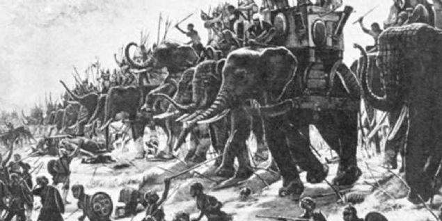 zellikle Hintlilerin oka kulland bu hayvanlarn stlerine oku birlikleri yerletirilerel kar konulamaz bir g oluturuyordu. Fakat teknolojinin gelimesiyle, fillerin yerini daha sonra tanklar ald. 