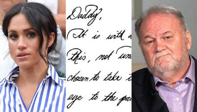 �ngiliz Daily Mail gazetesinin pazar edisyonu Mail on Sunday gazetesi, 10 �ubat tarihli n�shas�nda, D��es Meghan Markle'�n, babas� Thomas Markle'a el yaz�s�yla kaleme ald��� mektubu yay�mlam��t�.  