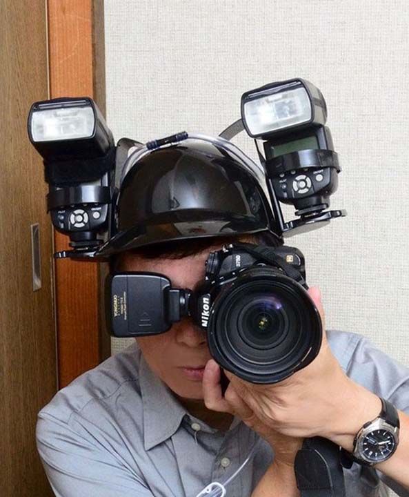 ini daha iyi yapabilmek iin ilgin bir zm bulan fotoraf Mickey Mouse apkasn profesyonel ekipman ile birletirdi.  <br><br>  Ancak byle ilgin zmler bulan tek isim Nishihiro deil!     