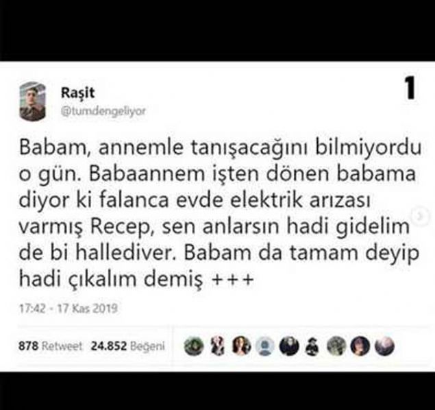 Sosyal medya da anne ve babasnn tanma hikayesini anlatan kullancnn paylam rekor krd.   <br><br>  Yaznn sonunda yazd not ise sosyal medyada herkesi duygulandrd...  