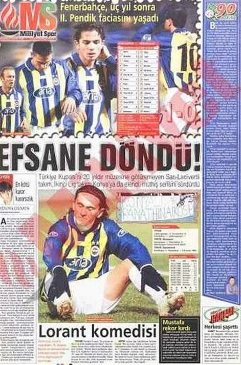                                                                 FENERBAHE 0-1 KONYASPOR  <br><br>  2002-03te de o dnem 2. Lig'de yer alan Konyaspor, Mustafa Doann man ilk dakikasnda krmz kart grmesini frsat bilerek Kanaryay eledi.                                                        