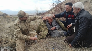 Erzincan'da kayalıklara düşerek yaralanan yaşlı kadını Mehmetçik buldu