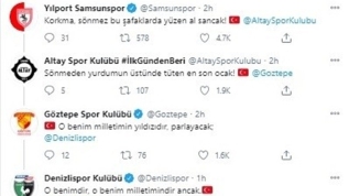 Kulüplerden sosyal medyada İstiklal Marşı zinciri