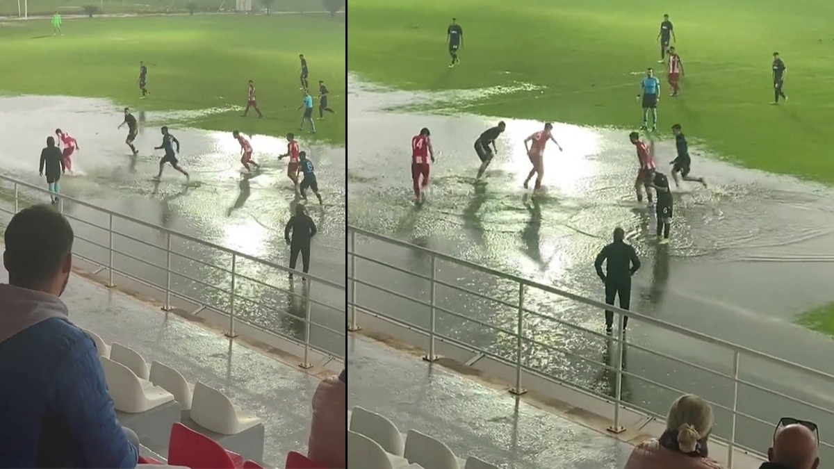 Antalyaspor - Trabzonspor U19 maçında zemin skandalı! Saha göle döndü
