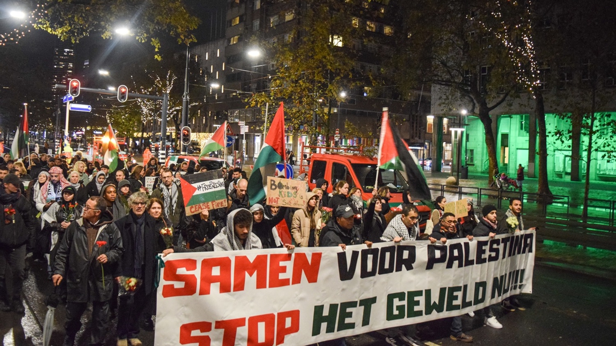 Rotterdam'da Filistin'e destek gsterisi dzenlendi