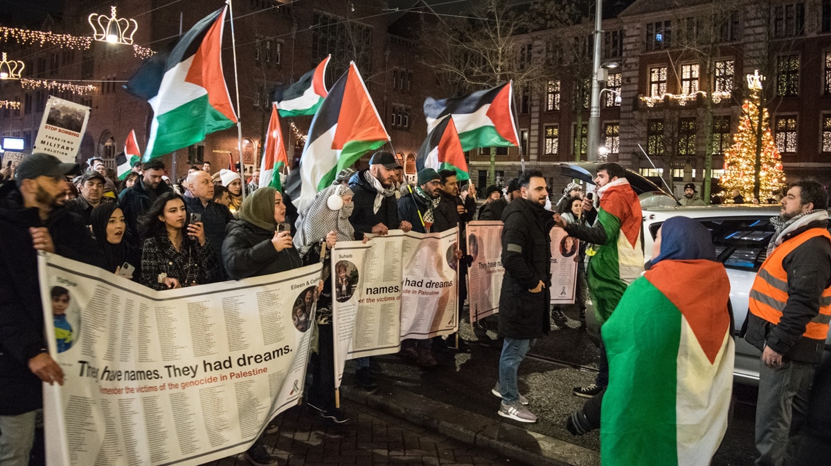 Hollanda'da, Filistin'e destek: galci srail protesto edildi