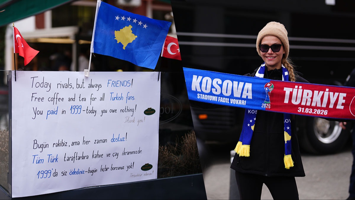 Pri�tine'de heyecan art�yor! Ma� �ncesi dostluk mesaj�